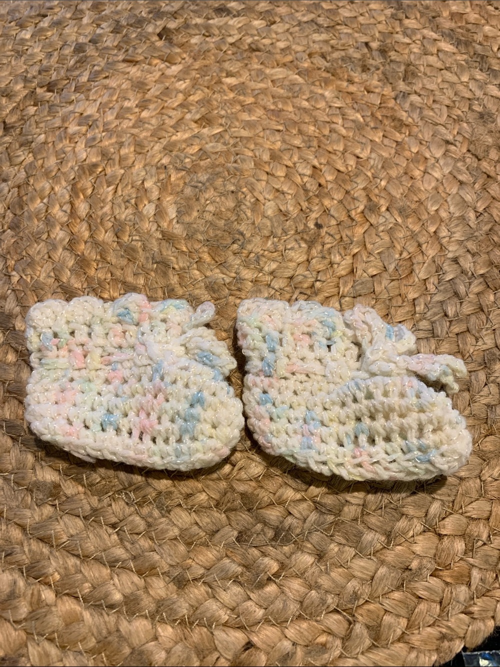New Handmade Baby Crochet Booties in Pastels and White